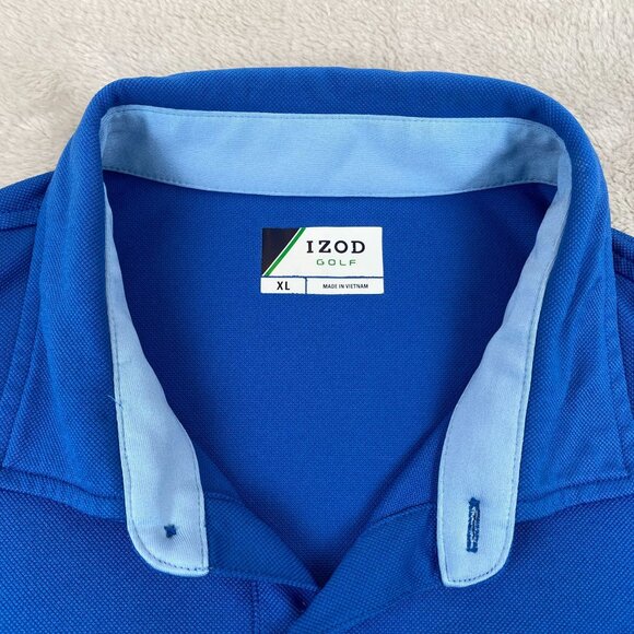 Izod Golf Mens Polo Shirt XL Blue With Patterned Design - Picture 7 of 8